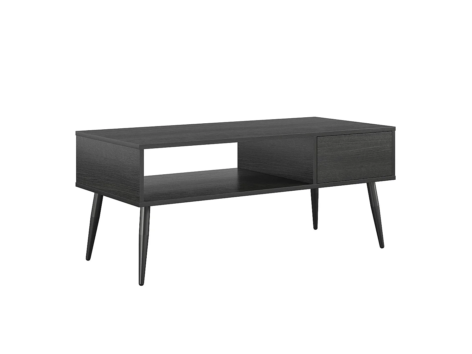 Mesita con 1 cajón en aglomerado laminado roble negro