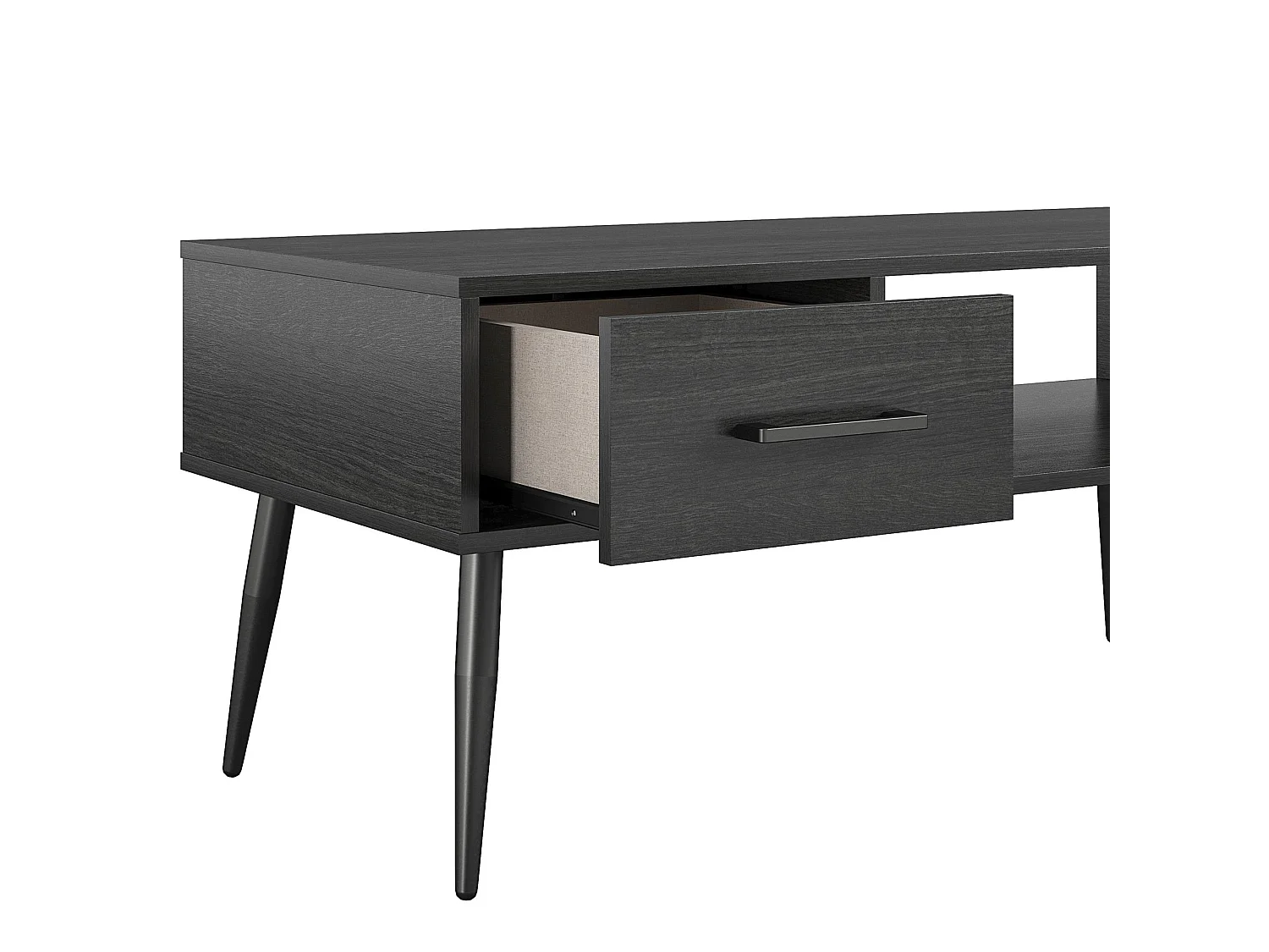 Tavolino con 1 cassetto in truciolare laminato rovere nero