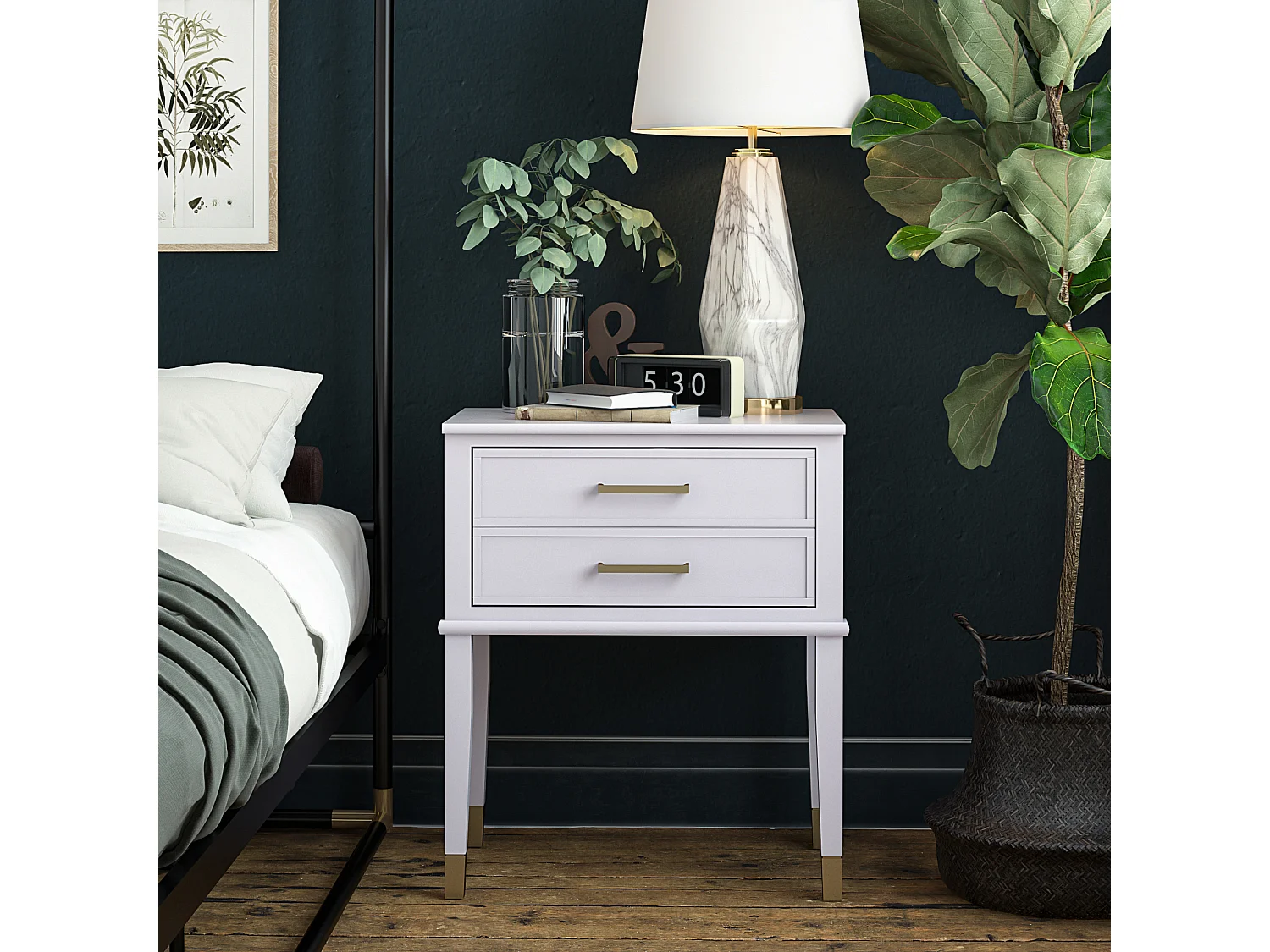 Table d'appoint avec 2 tiroirs en MDF violet