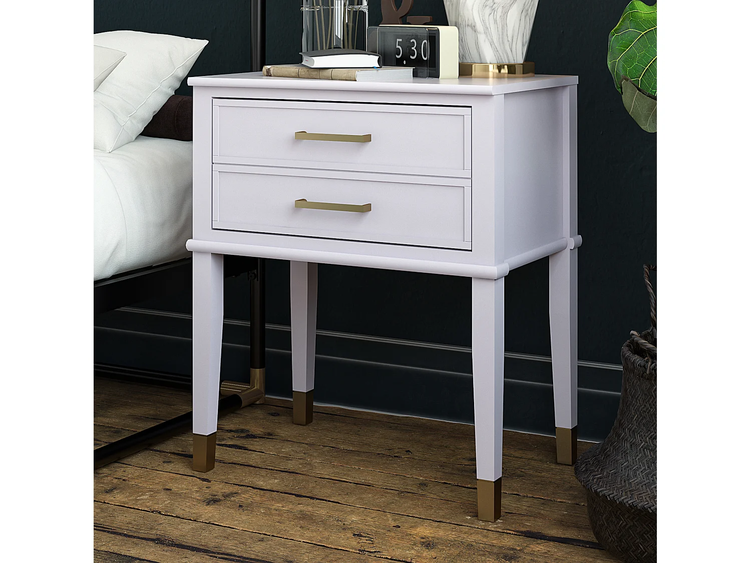 Table d'appoint avec 2 tiroirs en MDF violet