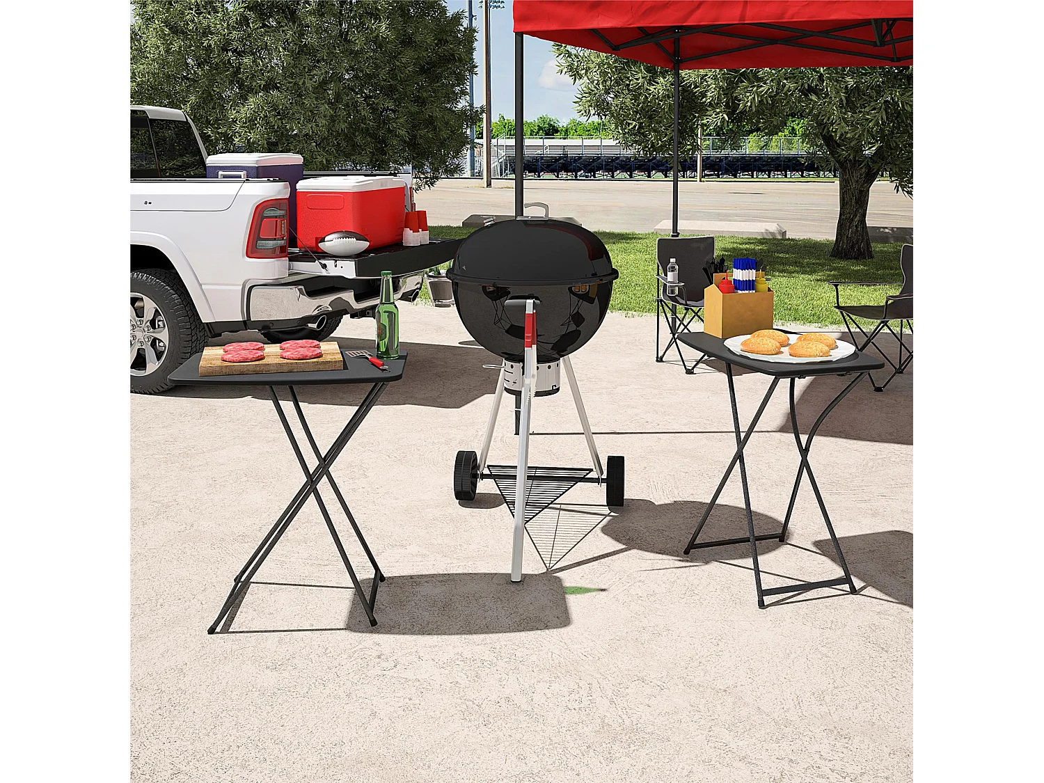 Dorel | Lote de 2 mesas plegables de resina negra