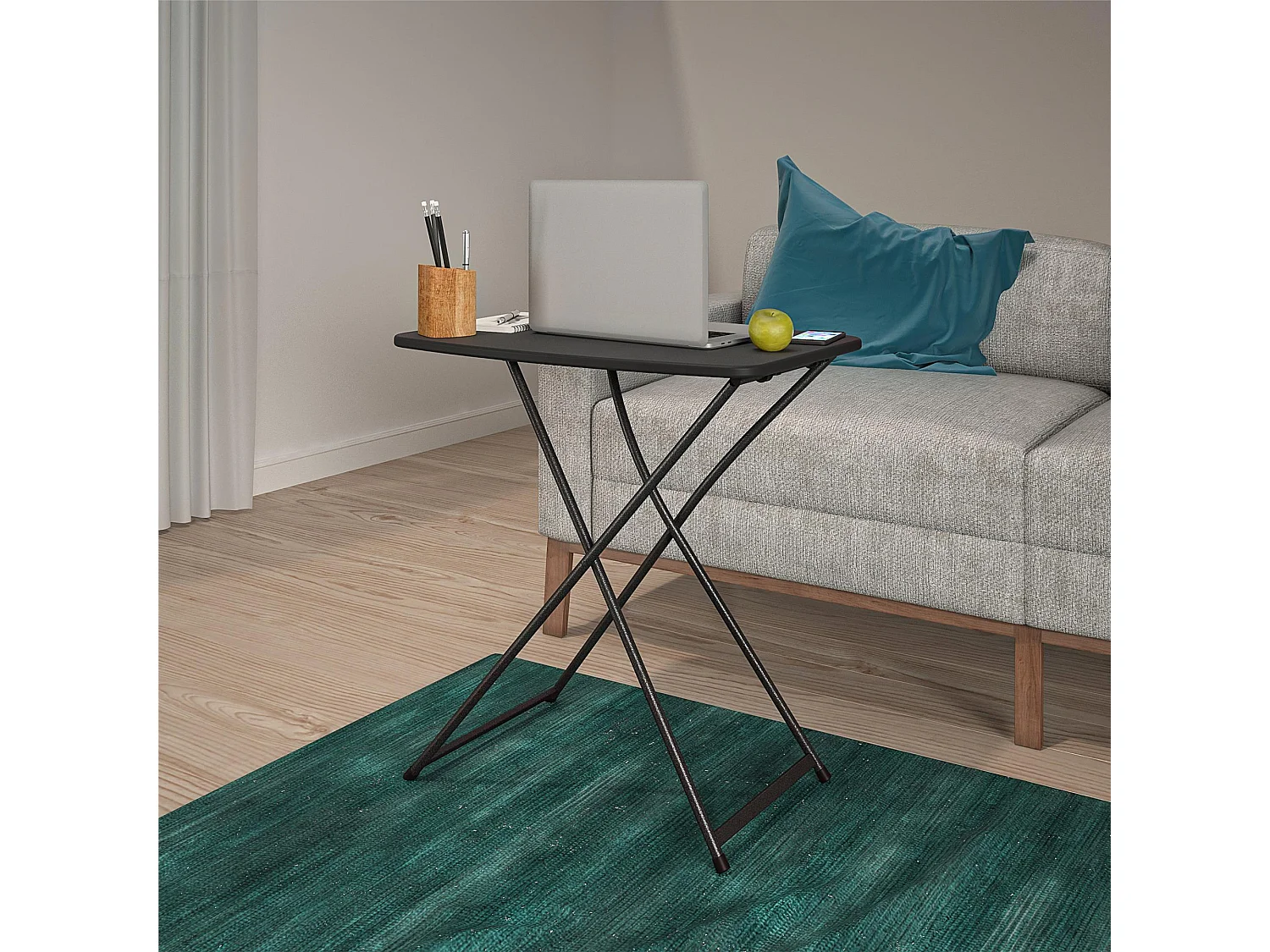Dorel | Set van 2 klaptafels in hars zwart