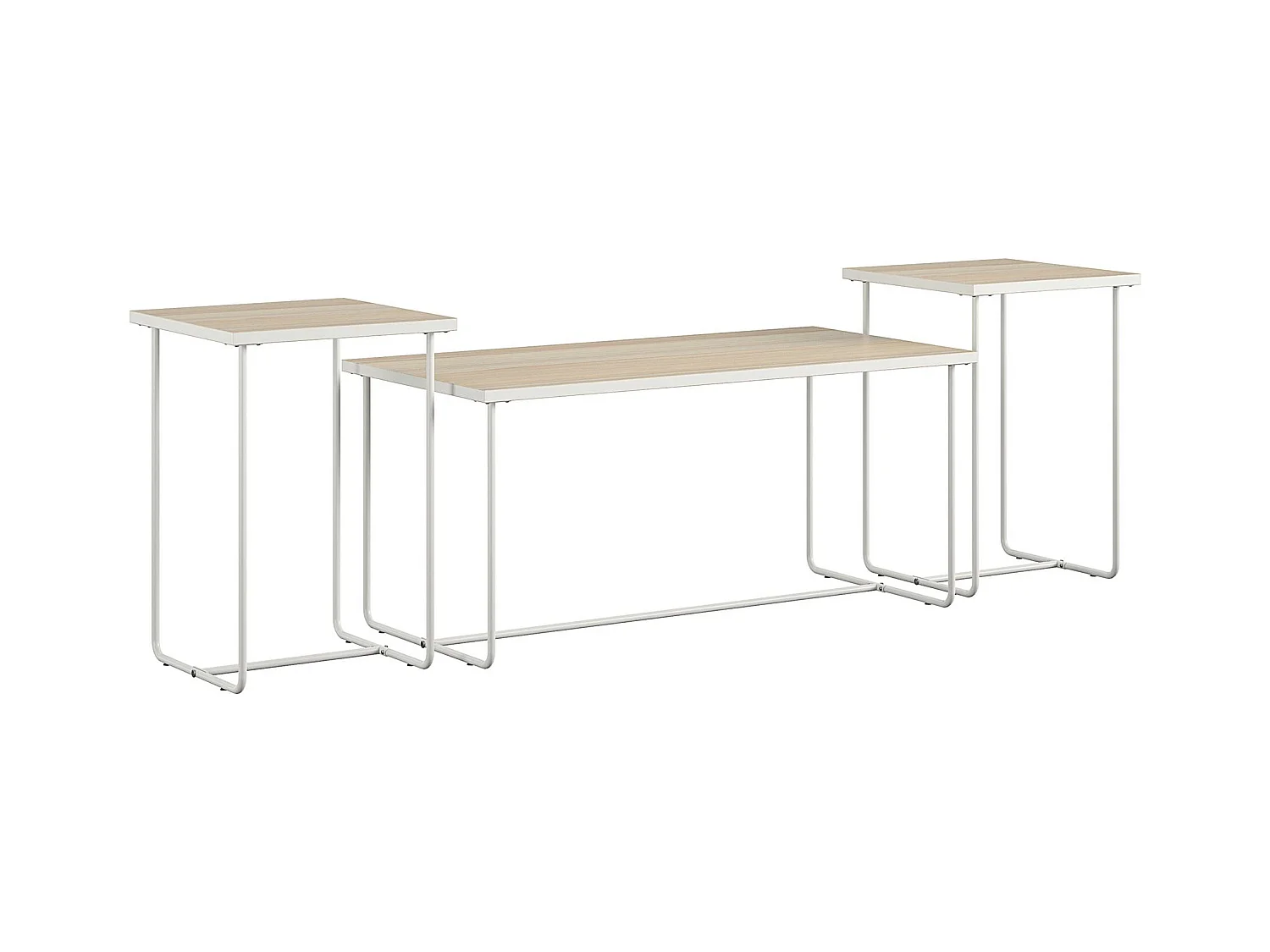 Dante | Ensemble de 3 tables d'appoint avec cadre en métal blanc