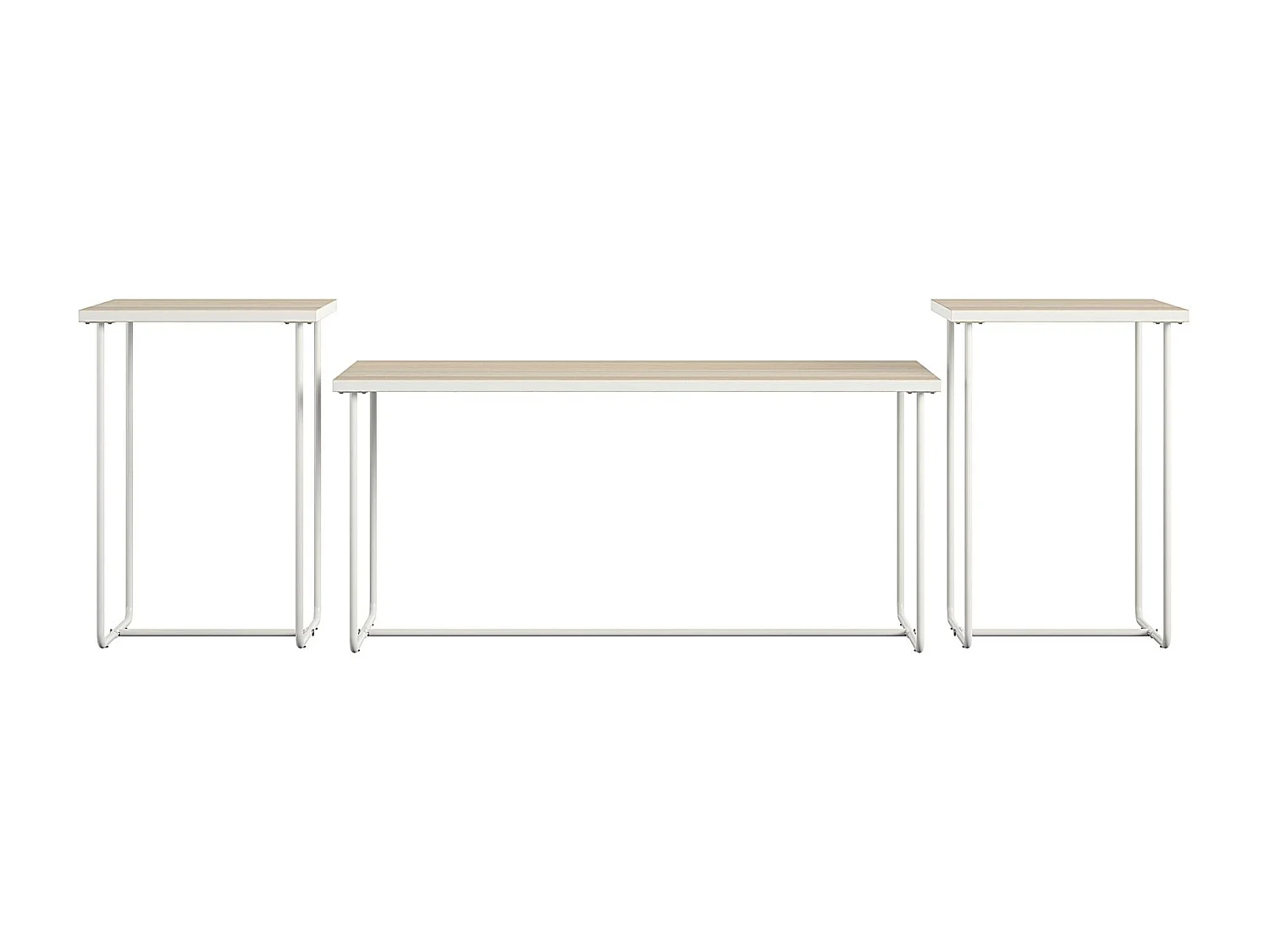 Dante | Ensemble de 3 tables d'appoint avec cadre en métal blanc