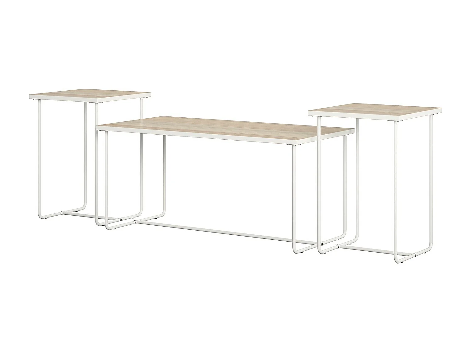 Dante | Ensemble de 3 tables d'appoint avec cadre en métal blanc