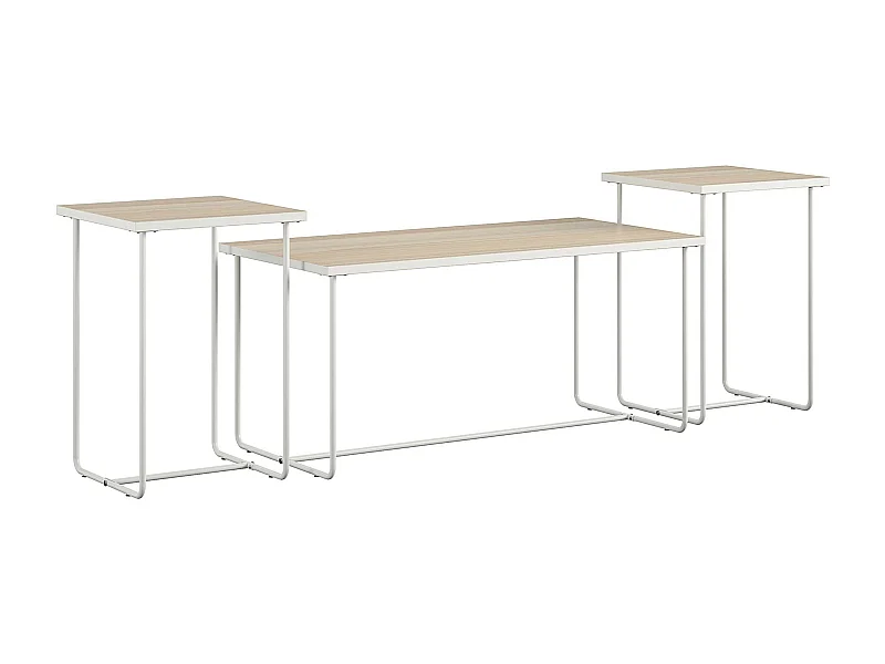 Dante | Ensemble de 3 tables d'appoint avec cadre en métal blanc