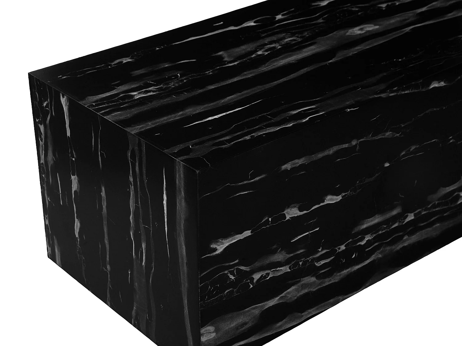 Vito | Table d'appoint en MDF marbre gris noir