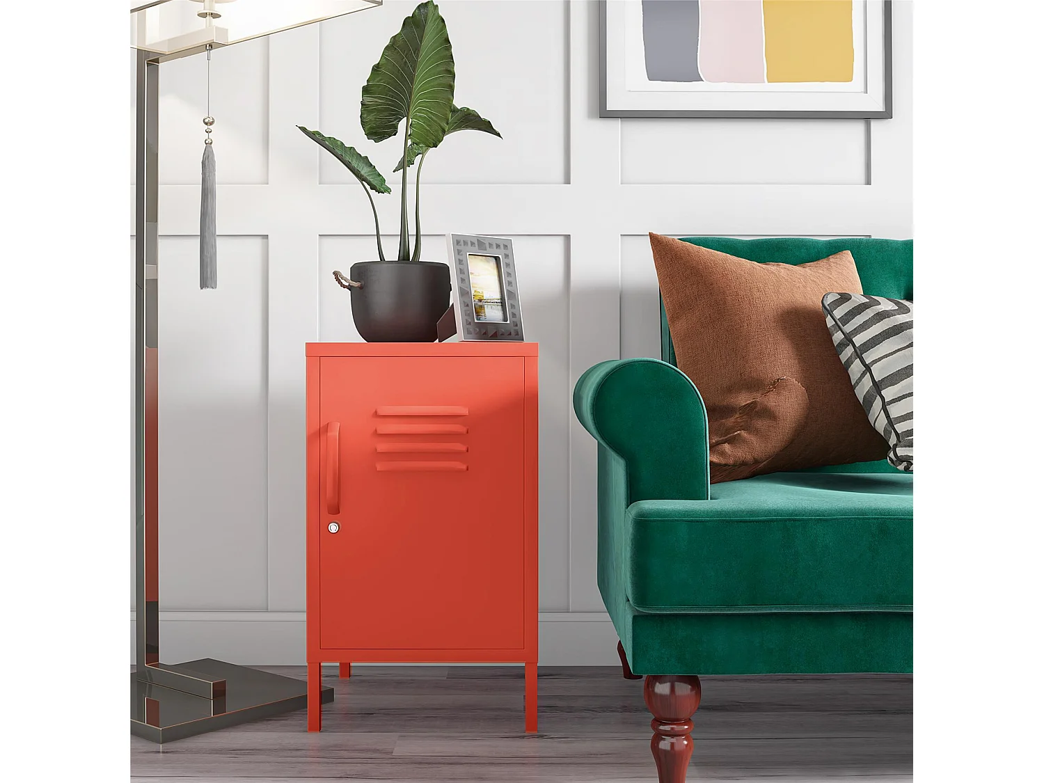 Cache | Table d'appoint revêtement en poudre en métal orange