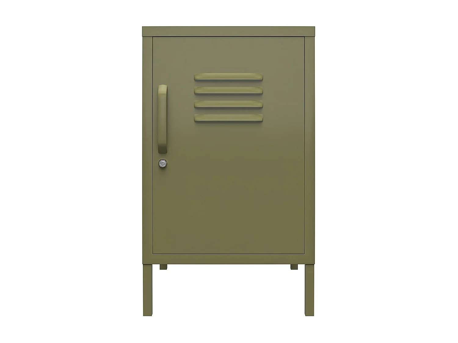 Mesa decorativa con 1 puerta en metal verde oliva
