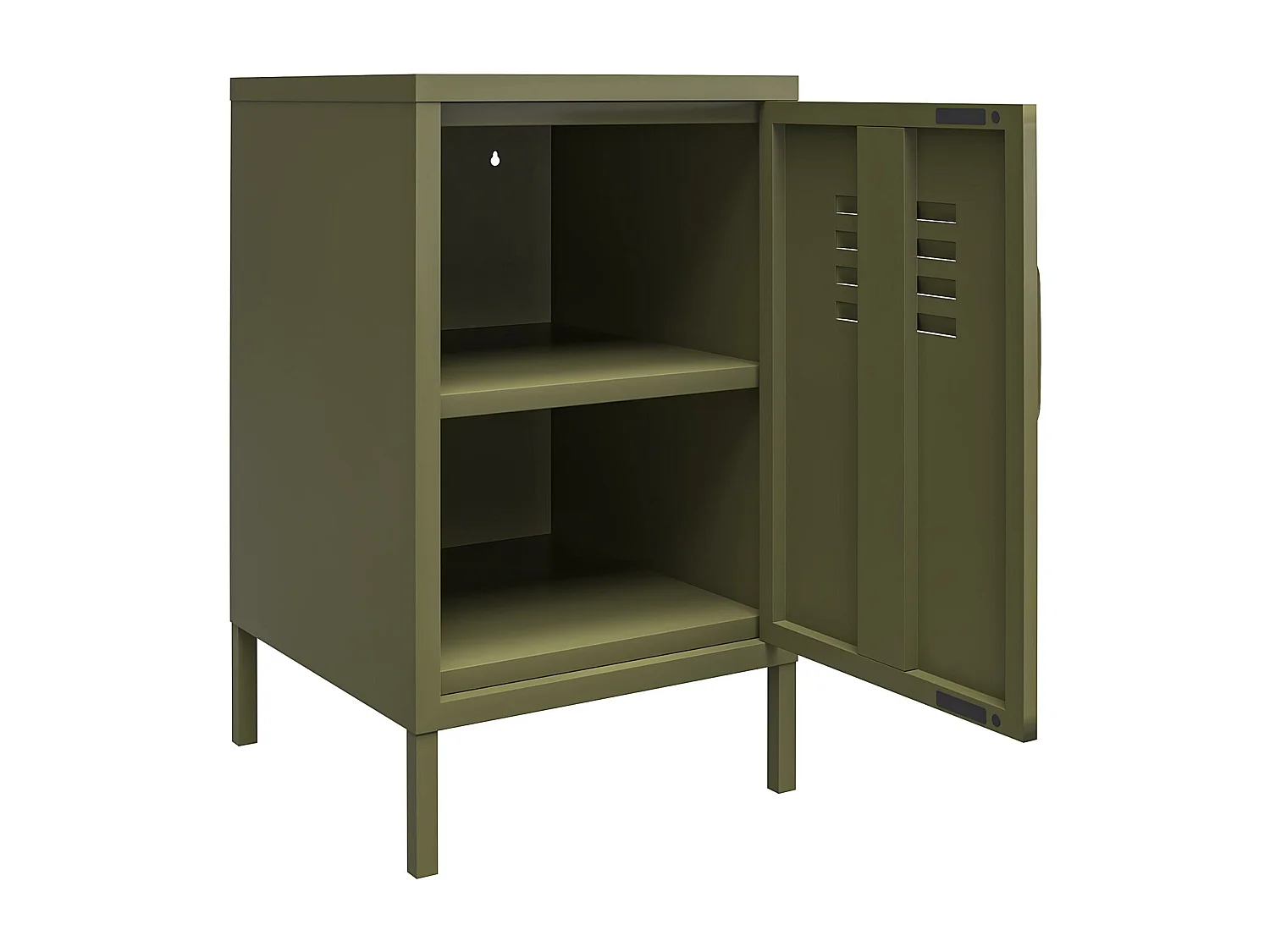Bradford | Table d'appoint avec 1 porte en métal vert olive