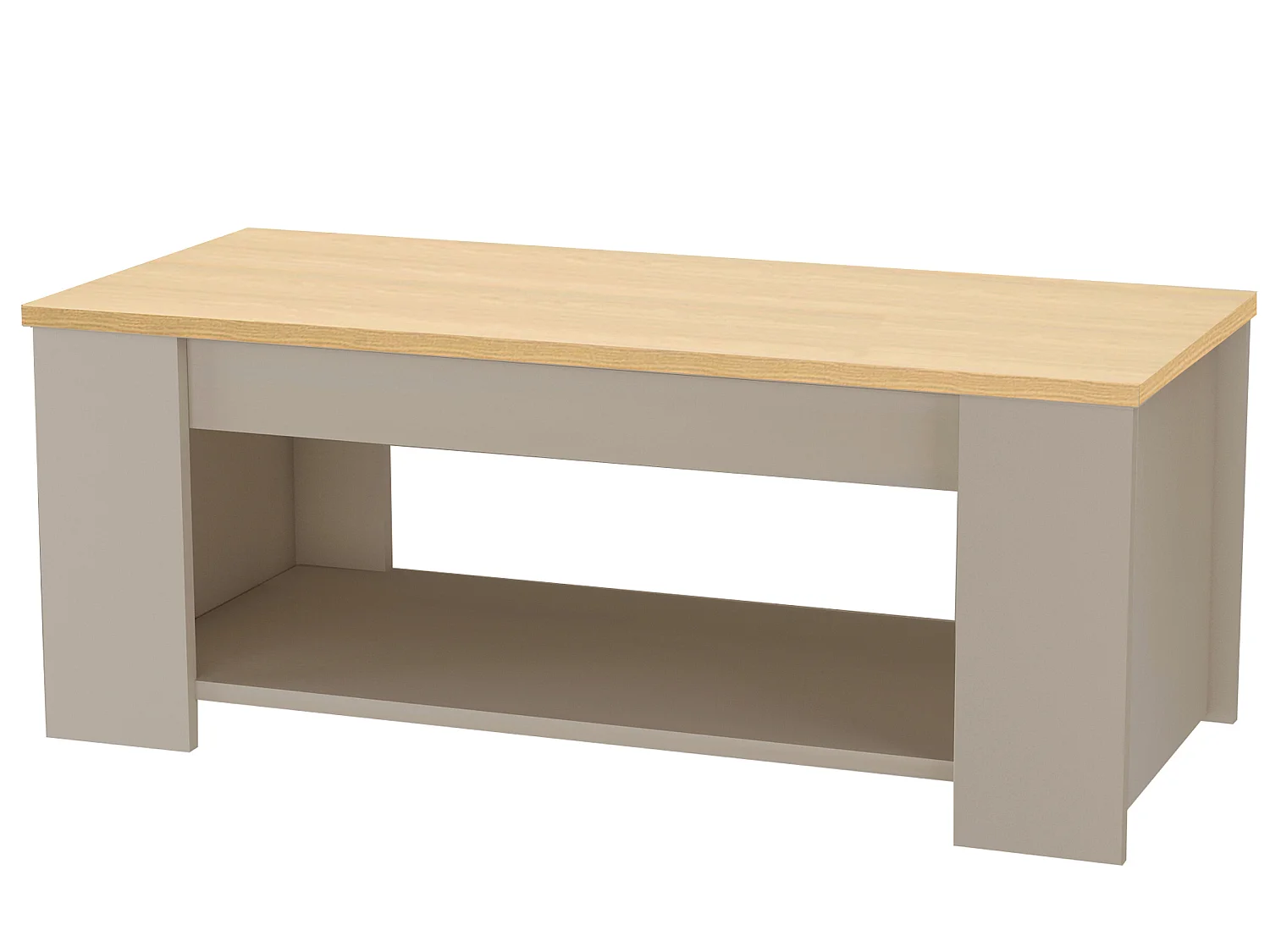 Mesa de centro con 1 balda en MDF roble y crema