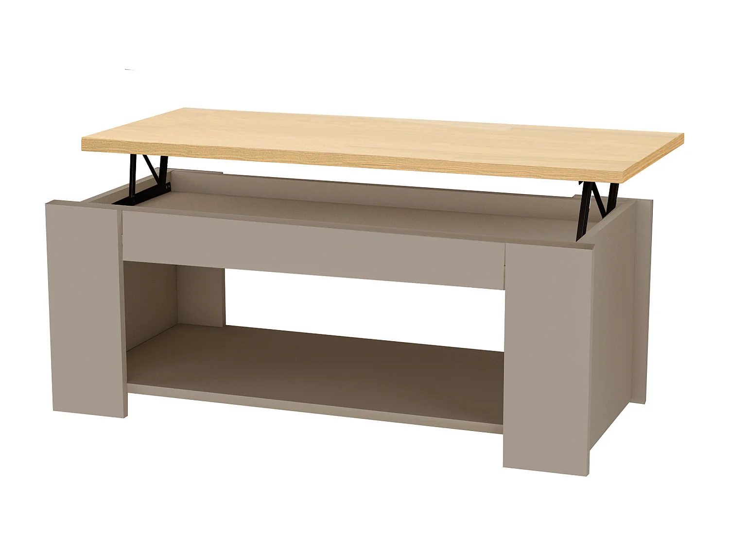 Emerald | Table basse avec 1 étagère en MDF chêne et crème