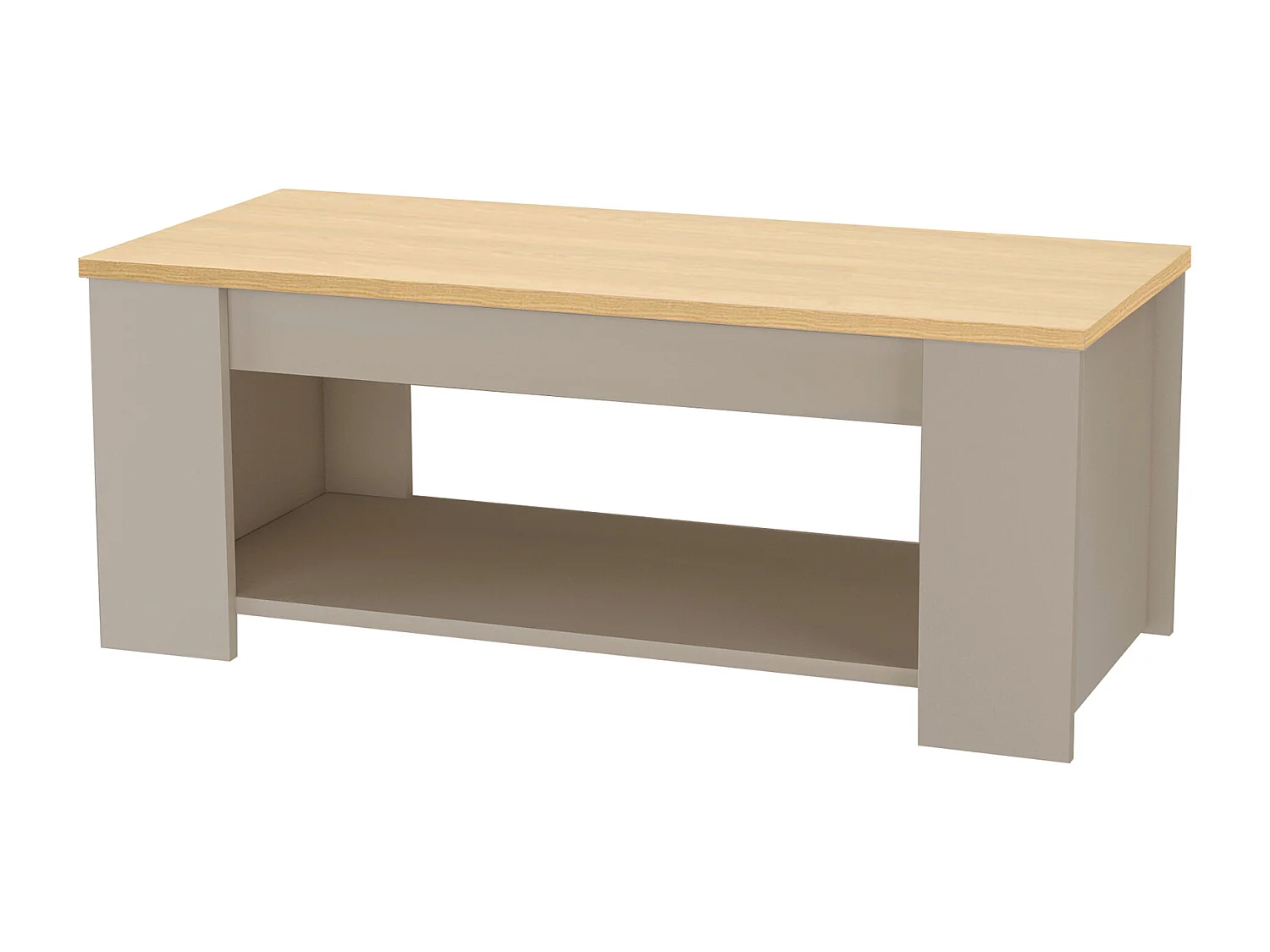 Emerald | Table basse avec 1 étagère en MDF chêne et crème