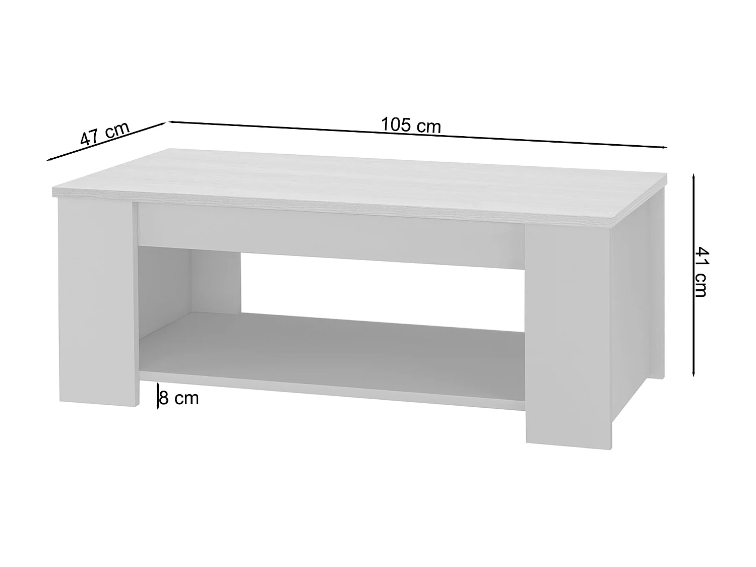 Emerald | Table basse avec 1 étagère en MDF chêne et crème