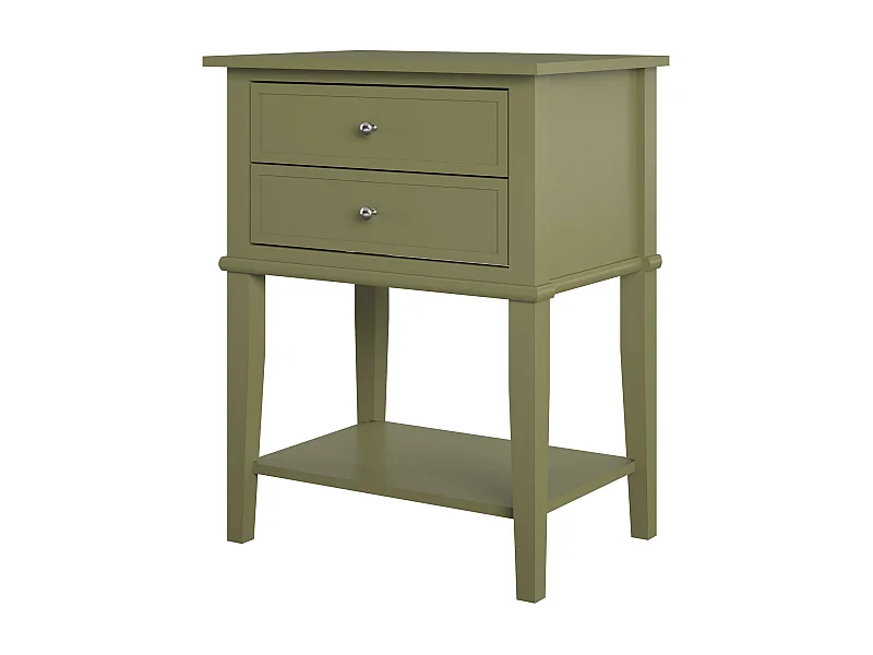 Mesa decorativa con 2 cajones en MDF verde oliva