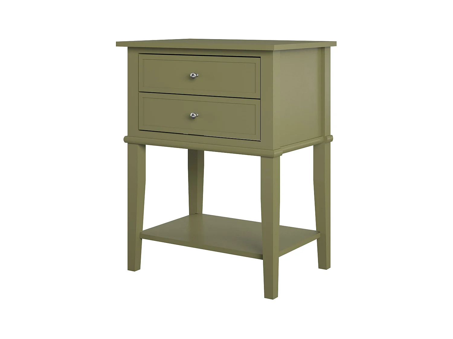 Franklin | Table d'appoint avec 2 tiroirs en MDF vert olive
