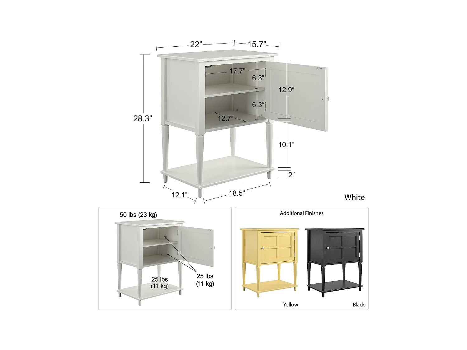 Mesa decorativa con 1 puerta en MDF blanco roto