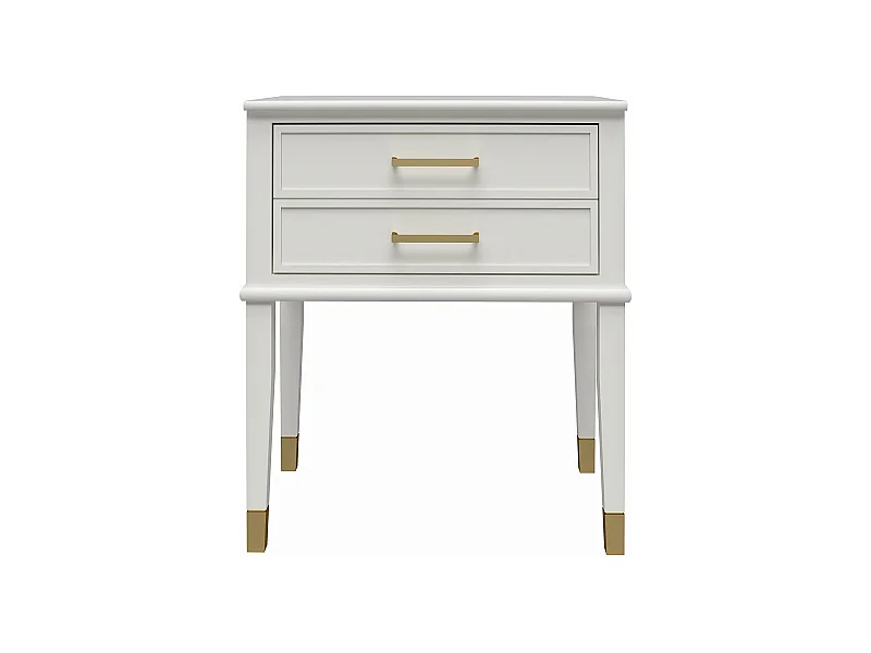 Mesa auxiliar con 2 cajones en MDF blanco