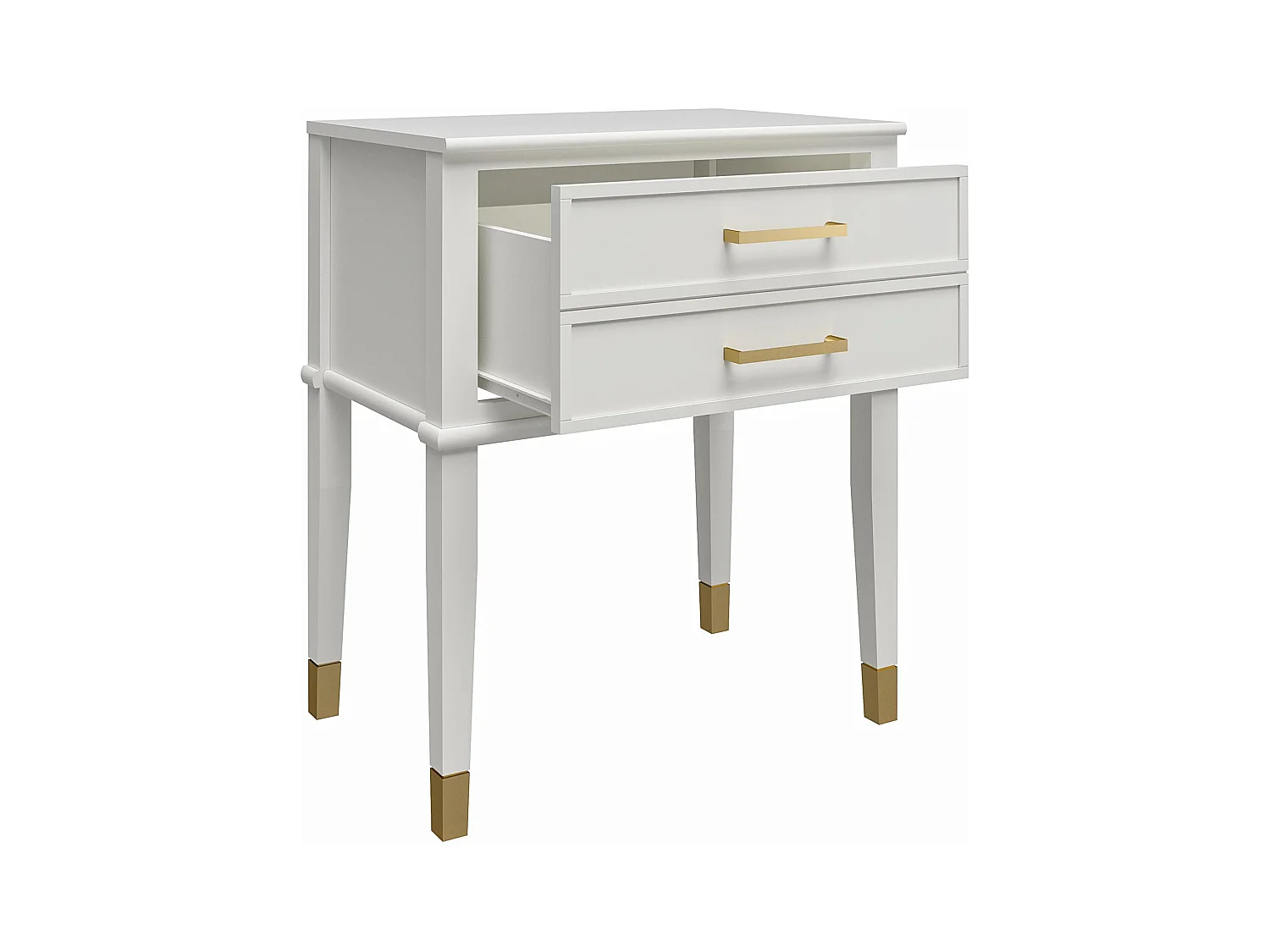 Tavolino con 2 cassetti in MDF bianco