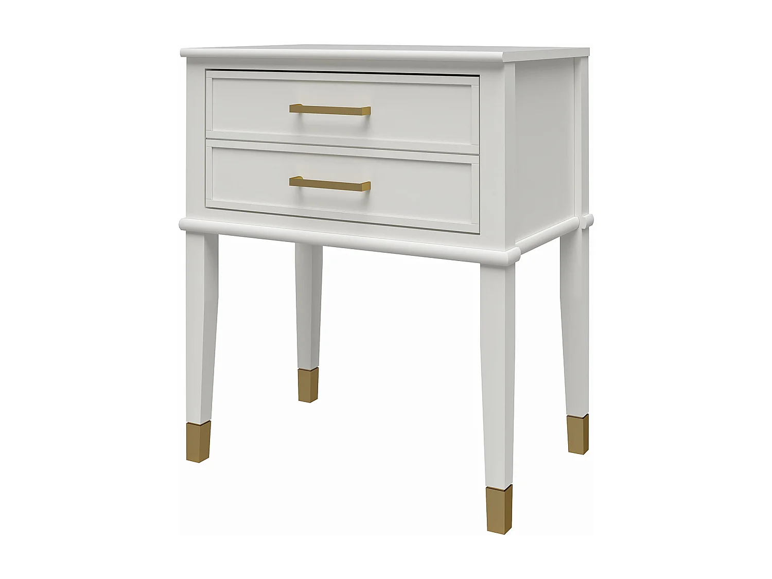 Westerleigh | Table d'appoint avec 2 tiroirs en MDF blanc