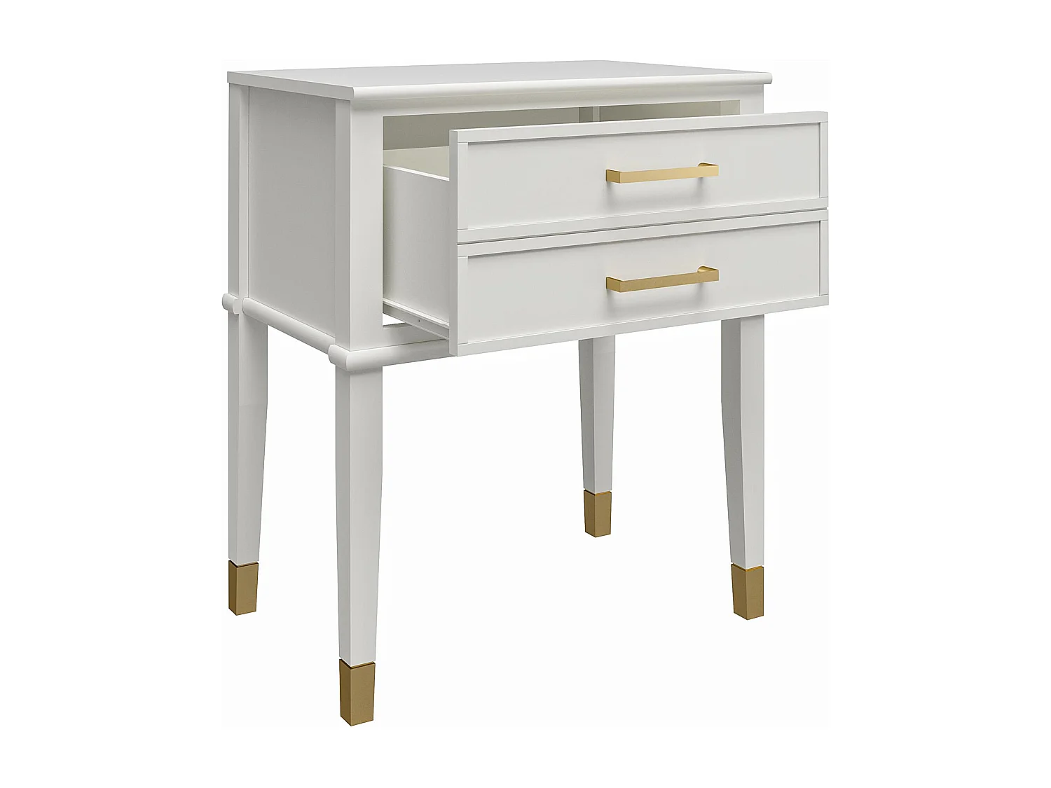 Westerleigh | Table d'appoint avec 2 tiroirs en MDF blanc
