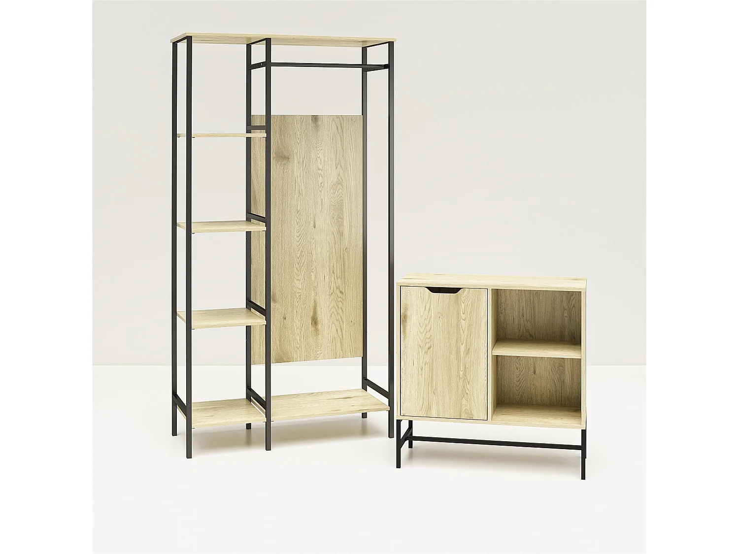 Modine | Armoire avec 5 étagères en panneaux de particules nature