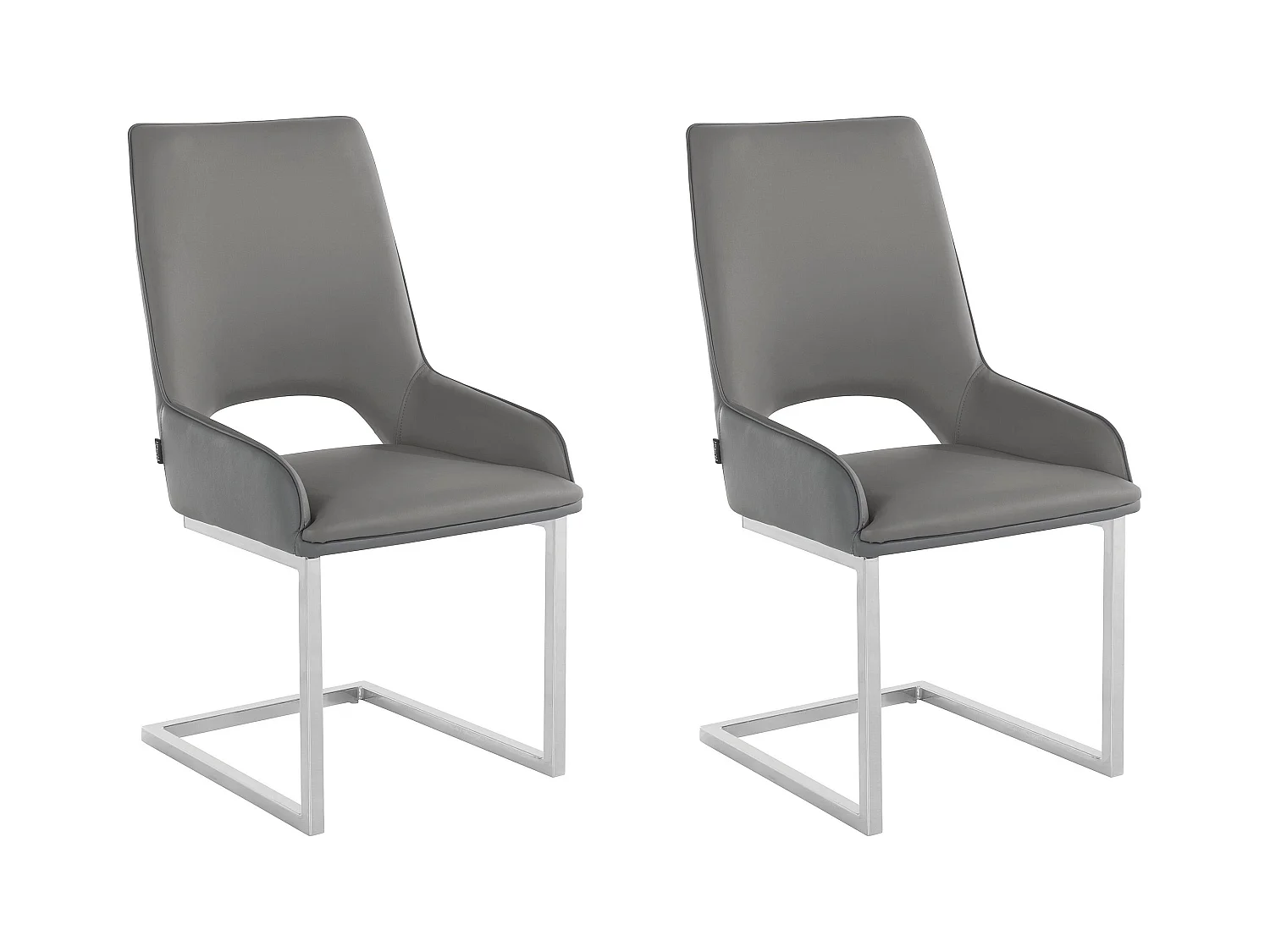 Juego de 2 sillas de comedor en PU antracita y gris claro