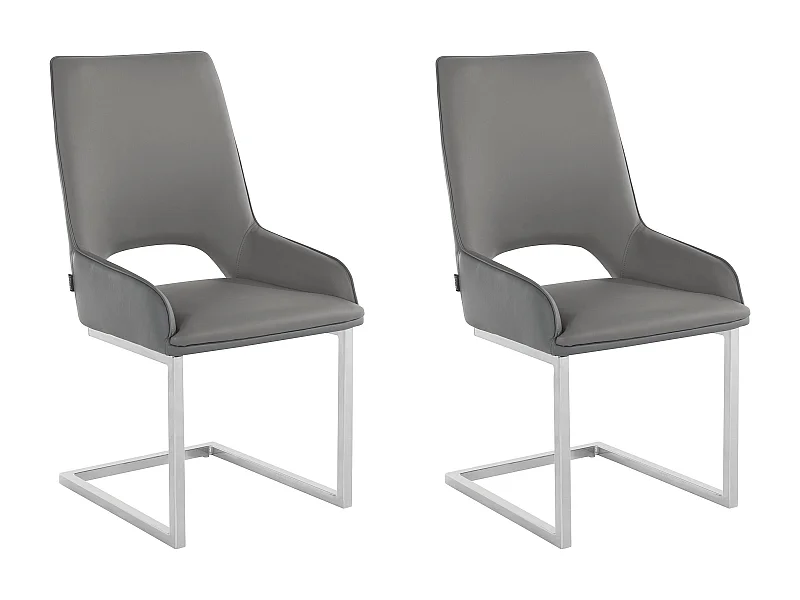 Irma | Lot de 2 chaises de salle à manger en PU anthracite et gris clair