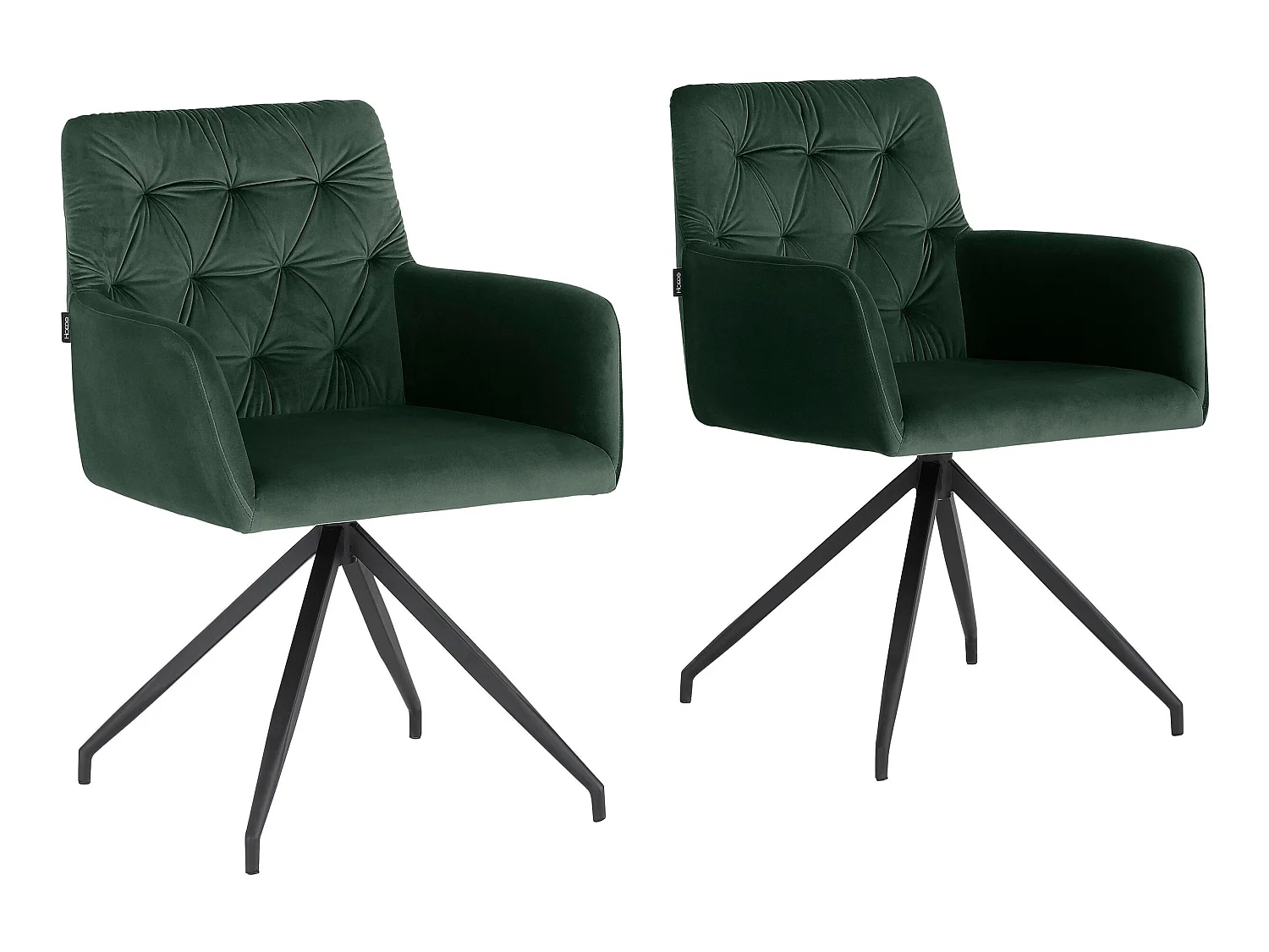 Ashley | Lot de 2 chaises de salle à manger rembourrées en PU vert foncé