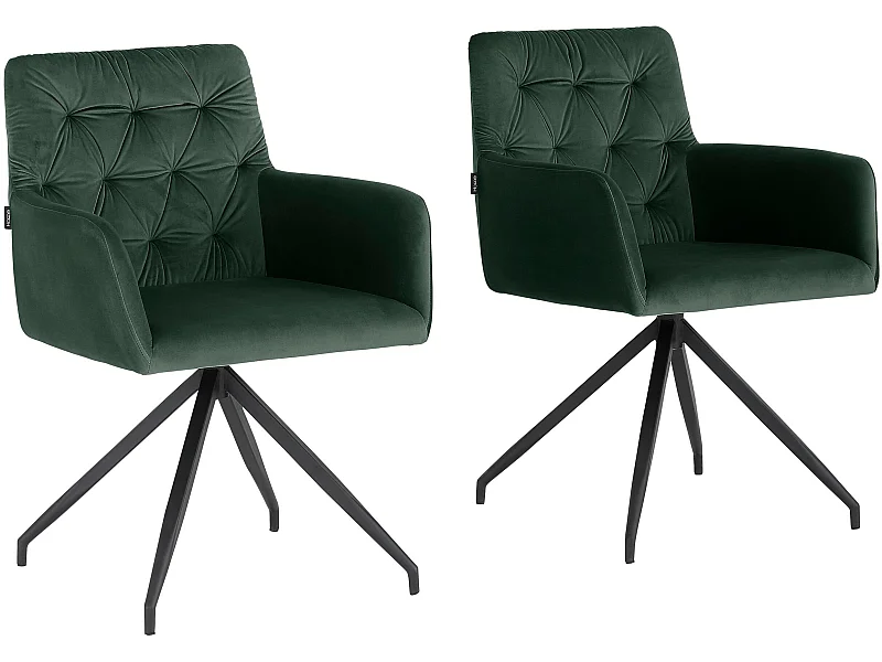 Ashley | Lot de 2 chaises de salle à manger rembourrées en PU vert foncé