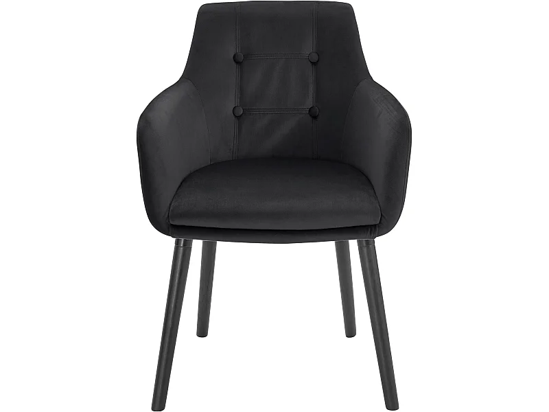 Set di 2 sedie da pranzo imbottite in velluto nero