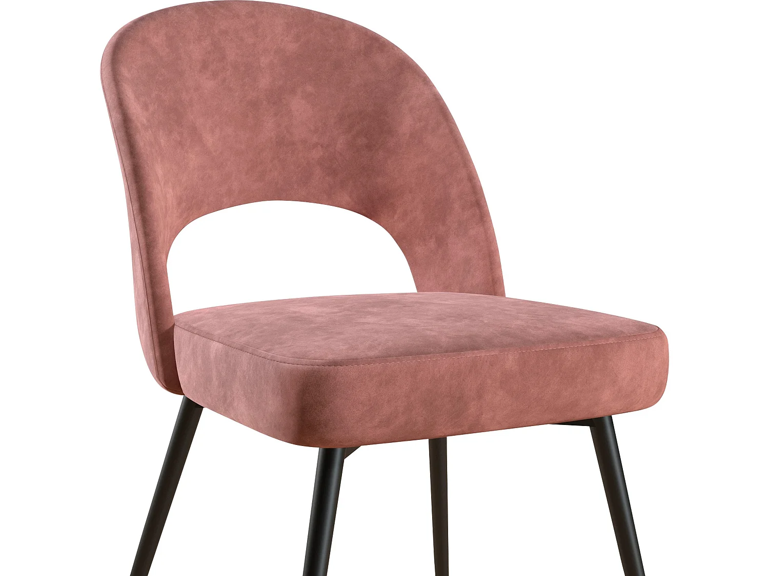 Sedia da pranzo imbottita in velluto rosa