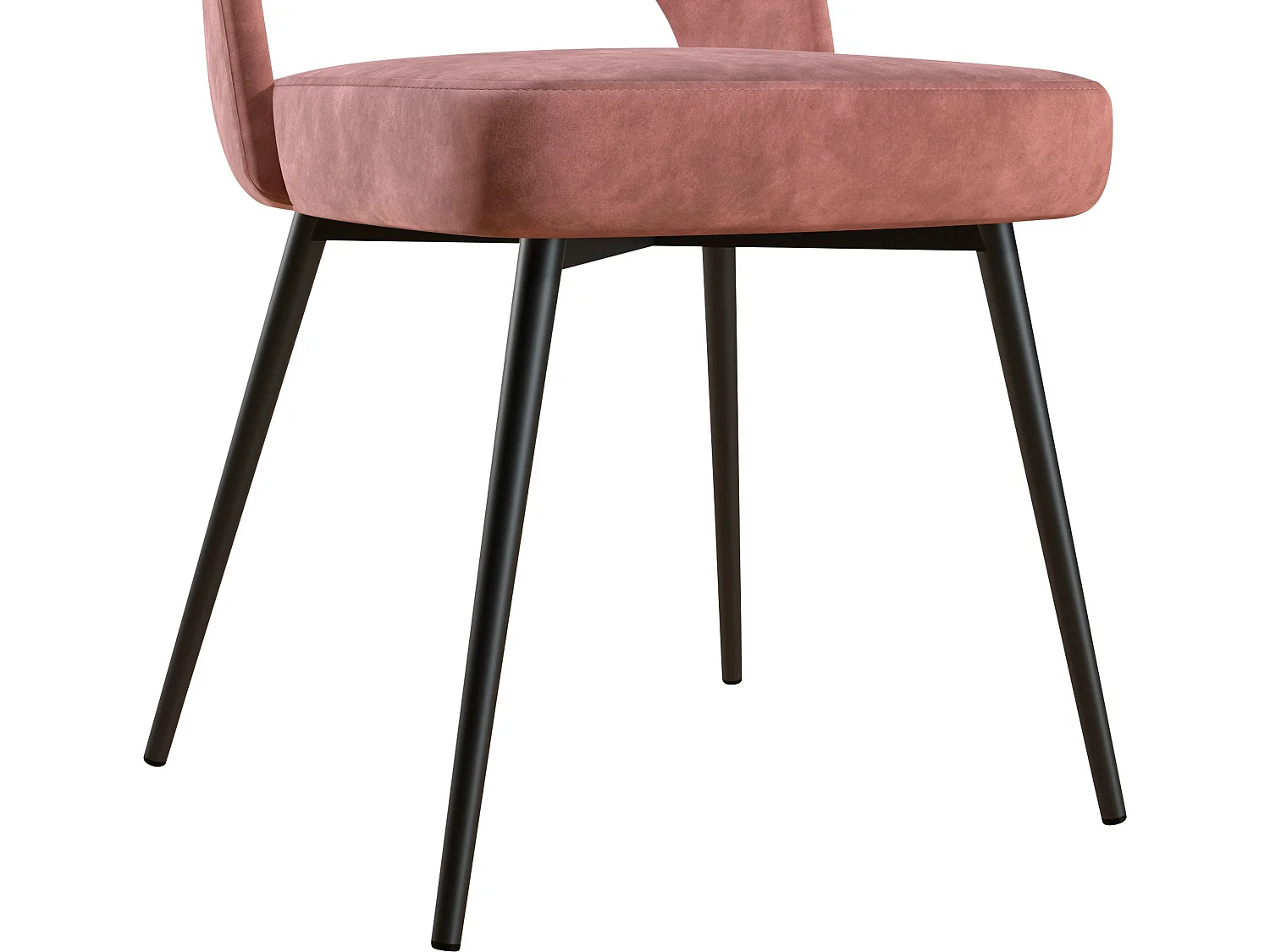 Sedia da pranzo imbottita in velluto rosa