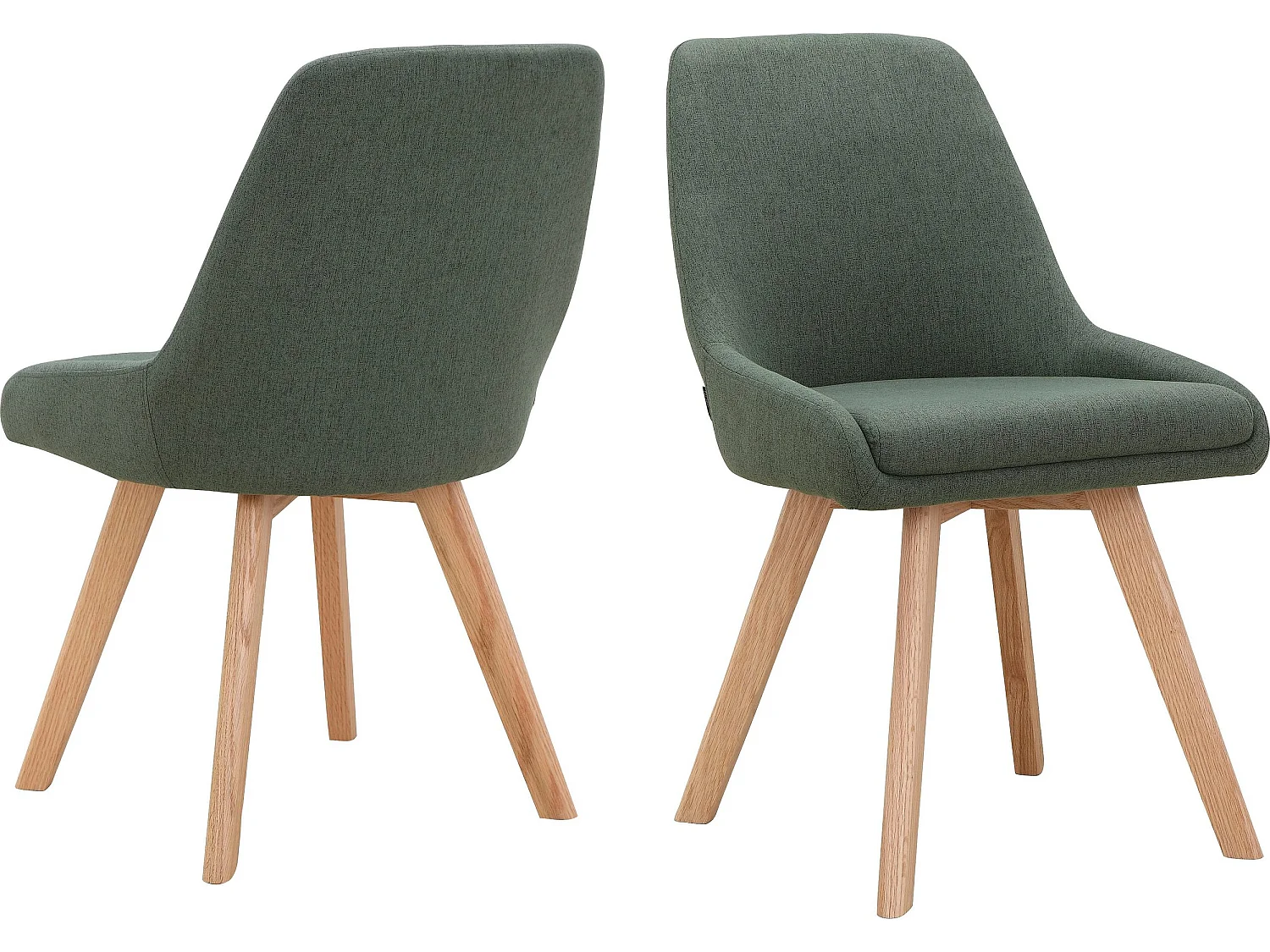 Set di 2 sedie da pranzo imbottite in verde lana