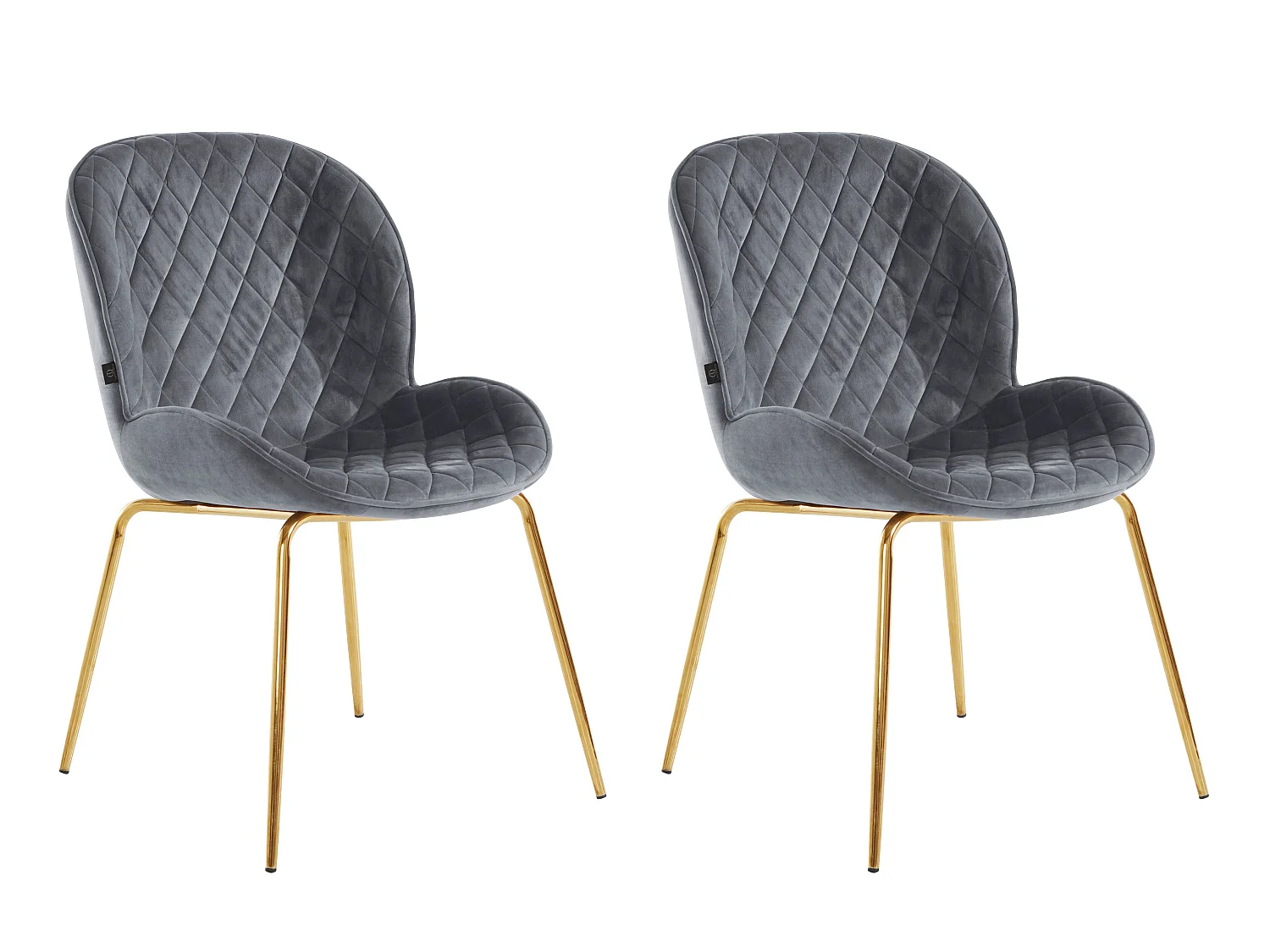 Mia | Lot de 2 chaises de salle à manger rembourrées en velours gris