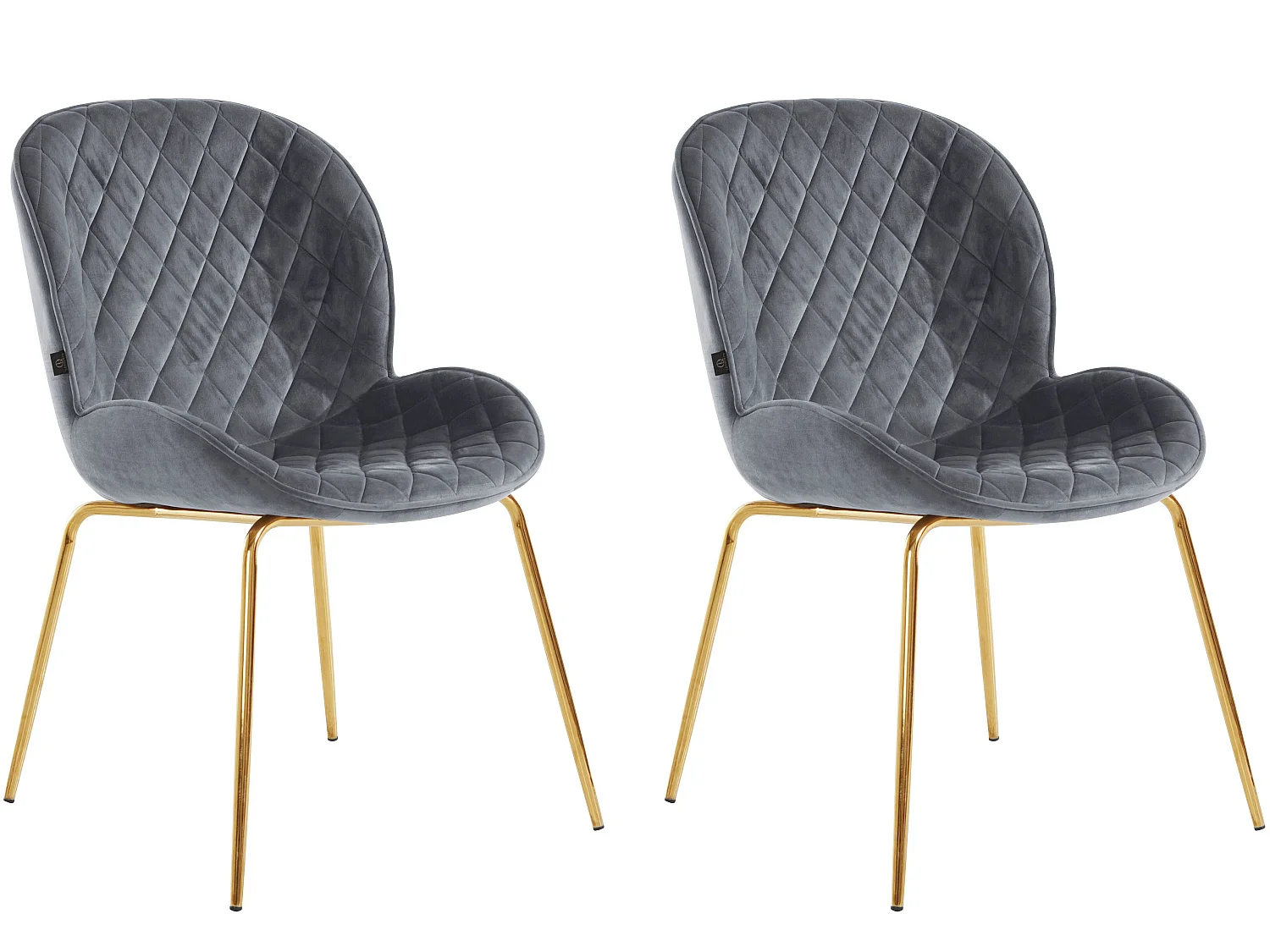 Mia | Lot de 2 chaises de salle à manger rembourrées en velours gris