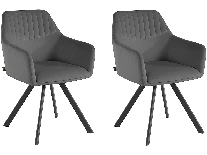 Bella | Conjunto de 2 cadeiras de jantar estofadas em veludo cinzento claro