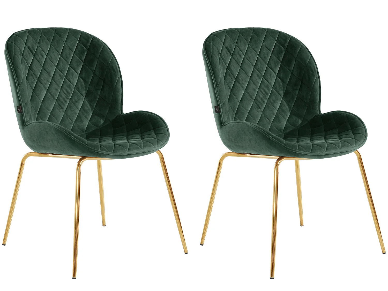 Set di 2 sedie da pranzo imbottite in velluto verde scuro