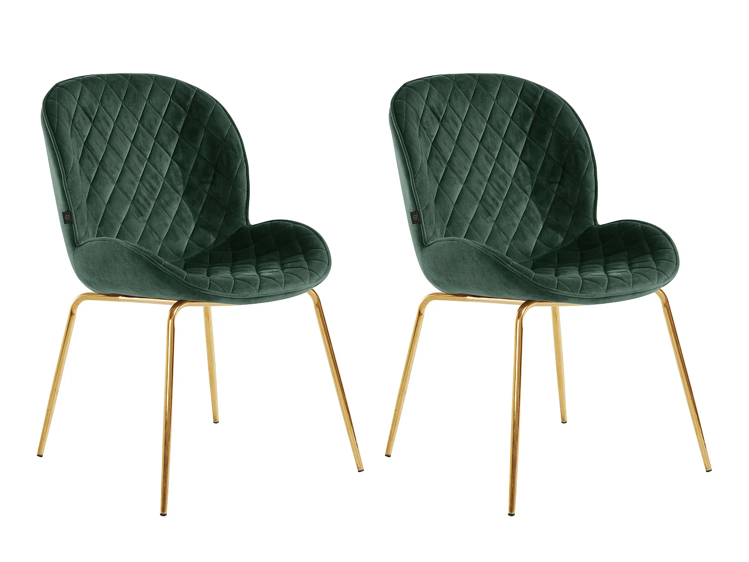 Mia | Lot de 2 chaises de salle à manger rembourrées en velours vert foncé