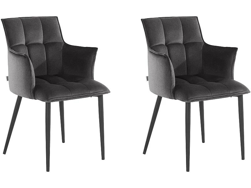 Marcia | Lot de 2 chaises de salle à manger rembourrées en tissu tissé