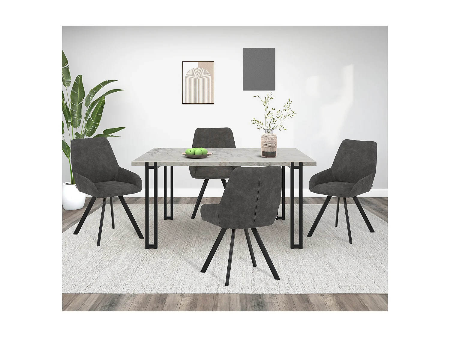 Conjunto de 2 cadeiras de jantar estofadas em cinzento ursinho de peluche