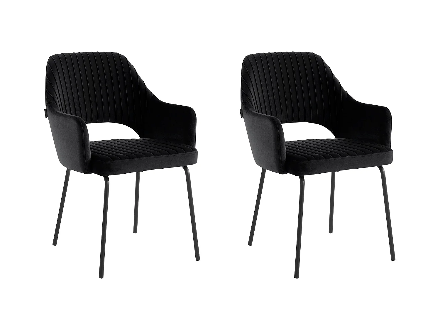 Britney | Lot de 2 chaises de salle à manger rembourrées en velours noir
