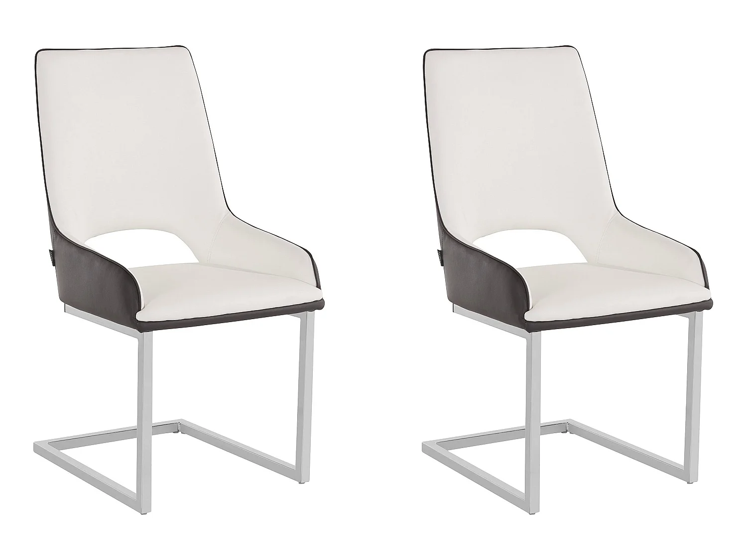 Irma | Lot de 2 chaises de salle à manger en PU noir et blanc