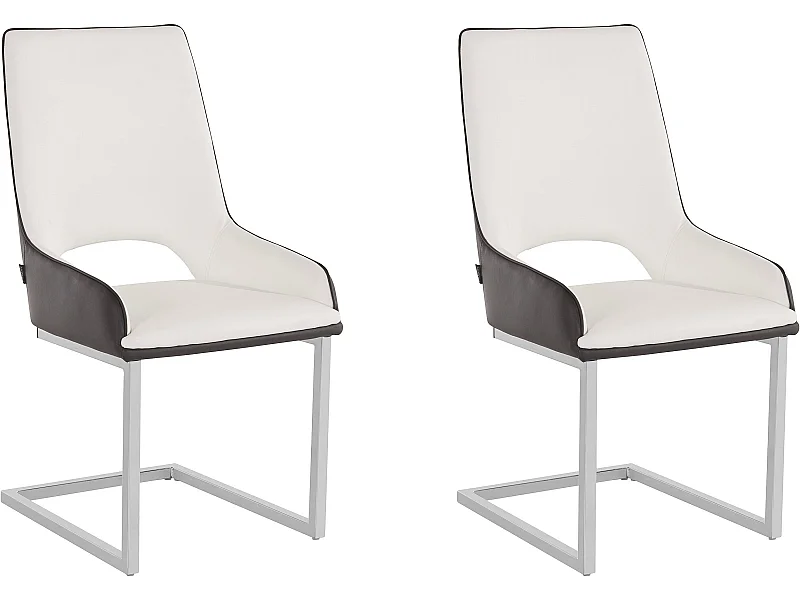 Irma | Lot de 2 chaises de salle à manger en PU noir et blanc