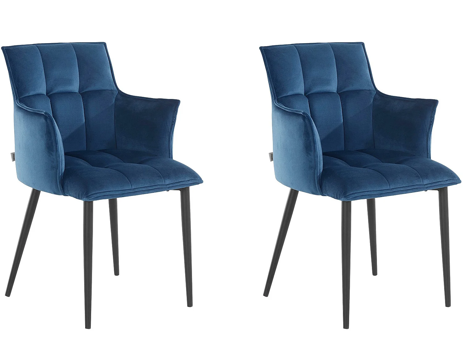 Marcia | Lot de 2 chaises de salle à manger rembourrées en velours bleu