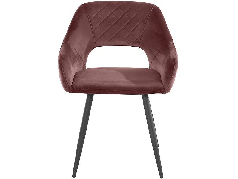 Fleur 1 | Lot de 2 chaises de salle à manger rembourrées en velours rose foncé