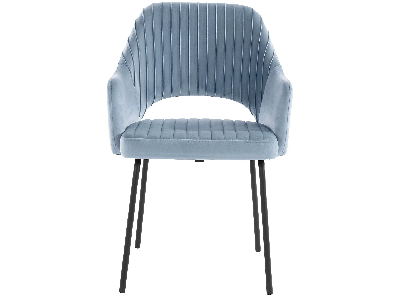 Juego de 2 sillas de comedor tapizadas en terciopelo azul hielo