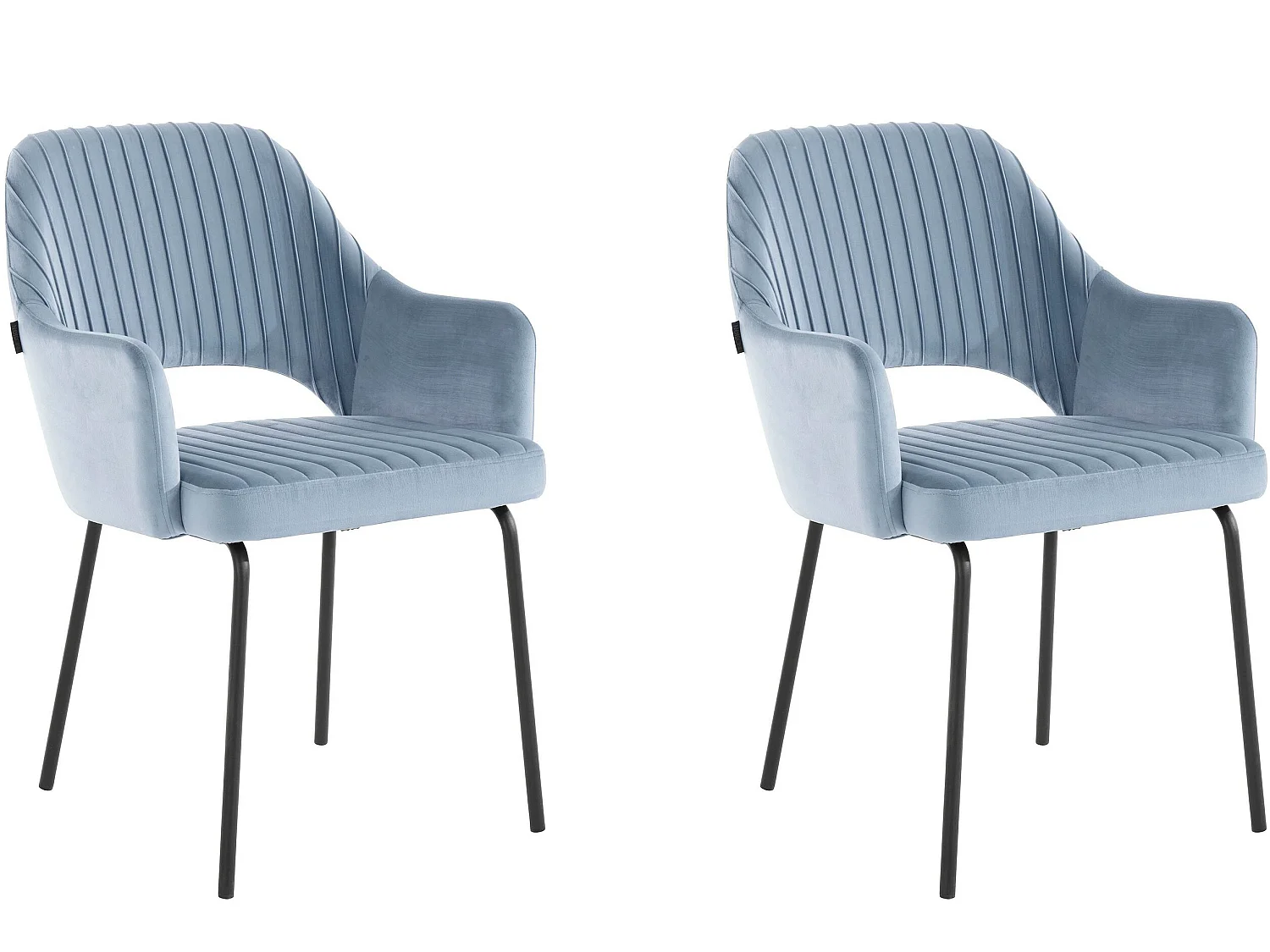 Juego de 2 sillas de comedor tapizadas en terciopelo azul hielo