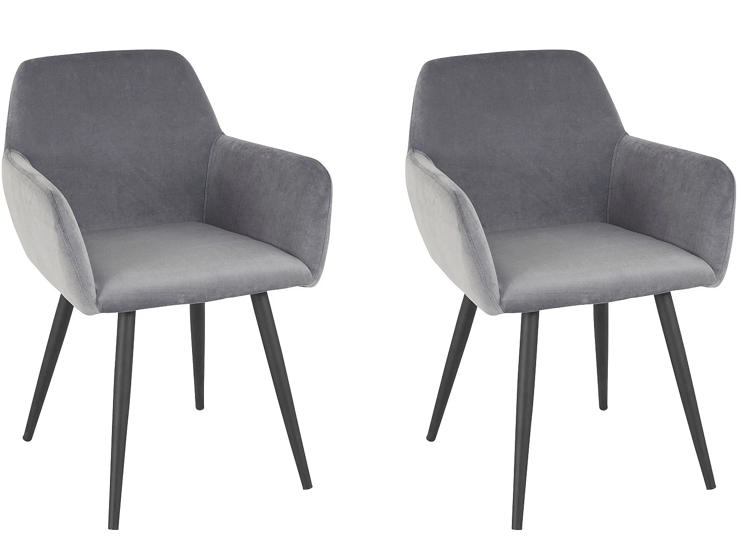 Juego de 2 sillas de comedor en terciopelo gris