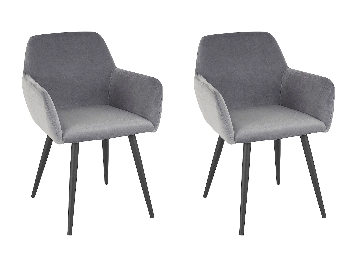 Set di 2 sedie da pranzo in velluto grigio